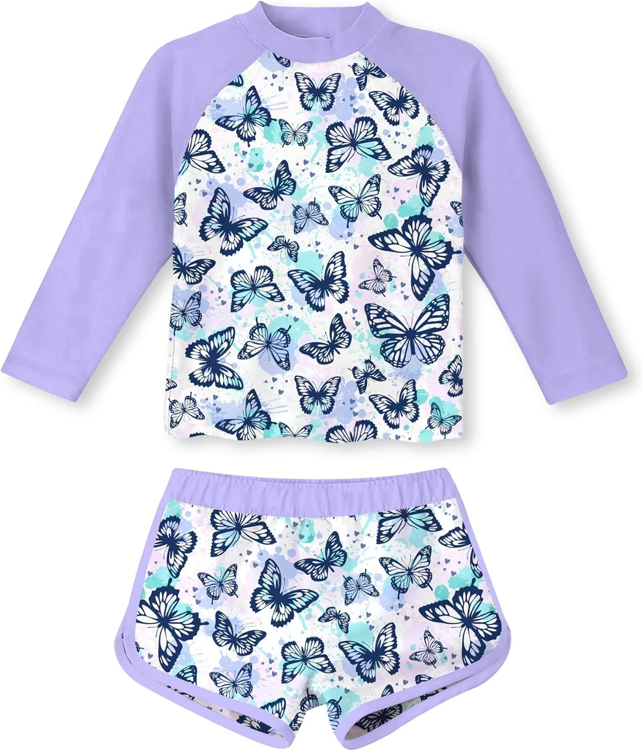 Vogseek Girls Rash Guard Two Pieces Swimsuit Long Sleeve Bathing Suit for 3-10 Years