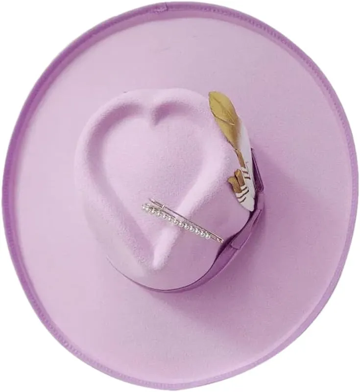Women Hat Jazz Hat Panama Hat Men Hat Colorful Feather Bow Accessories with Edging Fedoras 1 M56-58CM