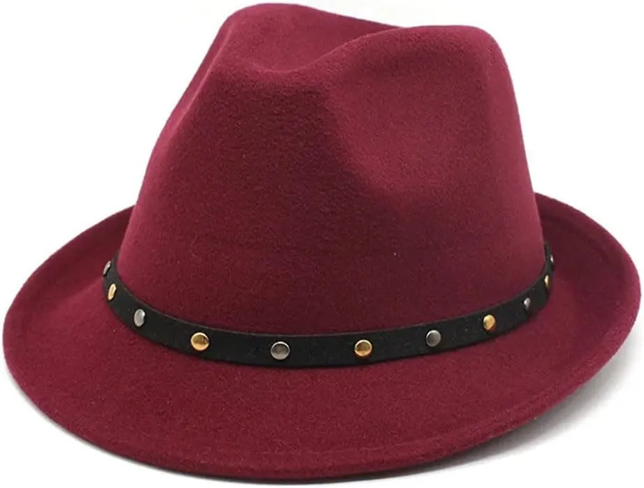 Women Solid Color Fedoras Casual Wool Jazz Hat Adjustable Top Hat
