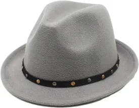 Women Solid Color Fedoras Casual Wool Jazz Hat Adjustable Top Hat