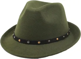 Women Solid Color Fedoras Casual Wool Jazz Hat Adjustable Top Hat