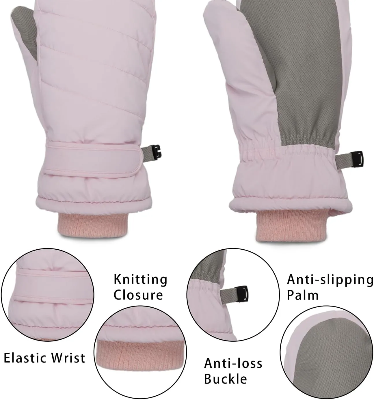 Women Winter Cold Weather Mittens Warm Protective - Fingerless Ski Gloves Sherpa Fleece Lined Gloves